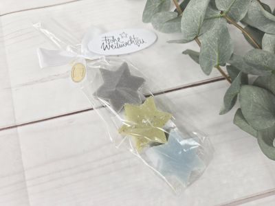 Weihnachtsseife - 3 Stück Seifensterne Midi -CHRISTROSE-EISENKRAUT-EISBLUME-